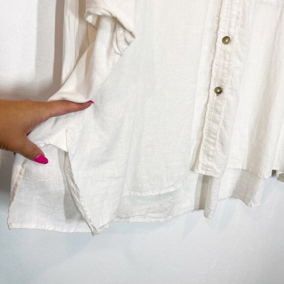 We the Free People Keep it Simple Button Down off White shirt Size S Linen blend - Picture 11 of 12